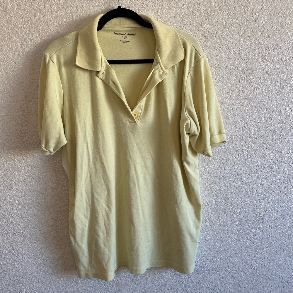Woman Within Men's Pale Yellow Polo Shirt